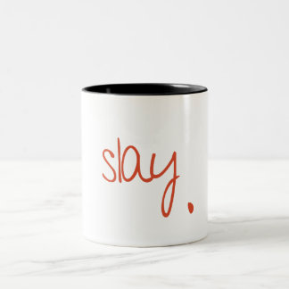 Slay - Fierce en Fabulous Typography Design Tweekleurige Koffiemok