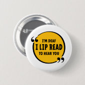 Slecht, doof. Doven, slechthorend. Lip lezen Ronde Button 5,7 Cm (Voorkant /achterkant)