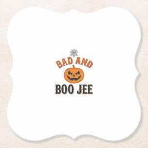 Slecht en Boo Jee Halloween Pompoen Grafisch_1 Kartonnen Onderzetters