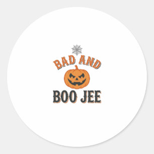 Slecht en Boo Jee Halloween Pompoen Grafisch_1 Ronde Sticker