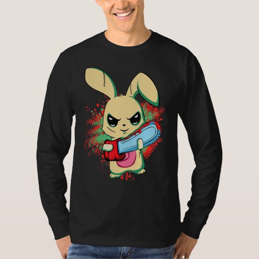 Slecht eng Saw Evil Bunny, Happy Easter Sunday Hor T-shirt (Voorkant)