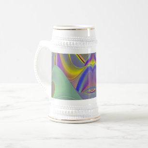 Slecht gezicht, Abstracte 3D regenboogkunst Bierpul