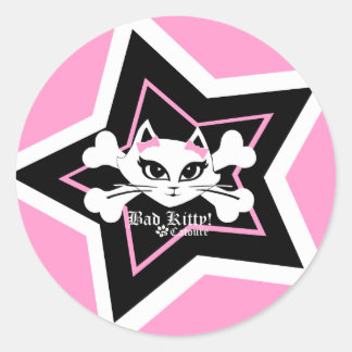 Slecht Kat Kleine Roze Stickers