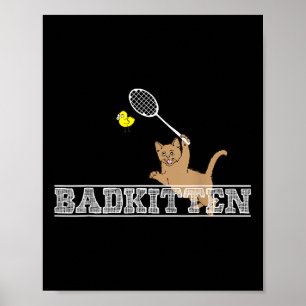 Slecht Kitten Grappig Badminton Kat Liefhebbers Pu Poster
