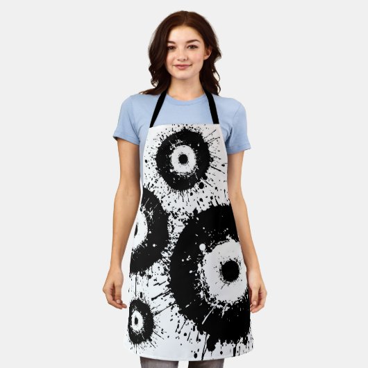 Slecht oog zwart-wit schort (Gedragen)