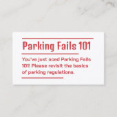 Slecht parkeren visitekaartje (Voorkant)