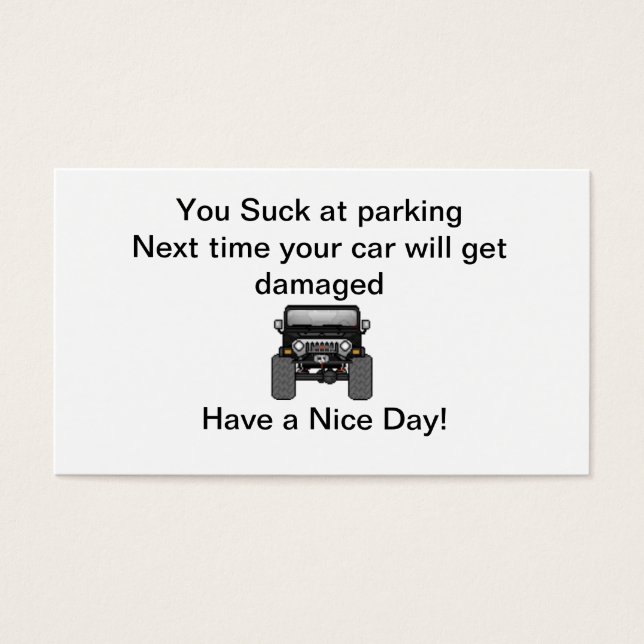 Slecht parkeren visitekaartjes (Voorkant)