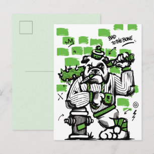 Slecht tot op het Bot Bulldog Gangster Kunst Briefkaart