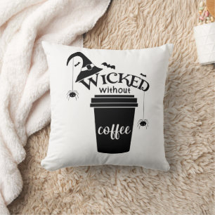 Slecht zonder koffie Schattig Grappig Zwarte Hekse Kussen