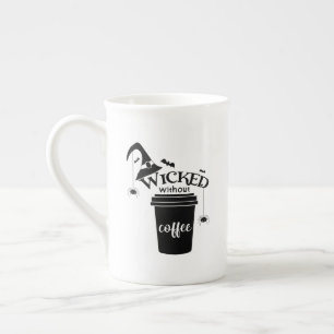 Slecht zonder koffie Schattig Grappig Zwarte Hekse Porselein Kop