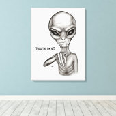 Slechte Alien, jij bent de volgende! Canvas Afdruk (Insitu (Houten vloer))