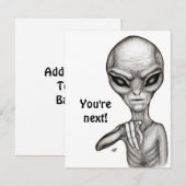 Slechte Alien, jij bent de volgende! RSVP Kaartje (Voorkant / Achterkant)