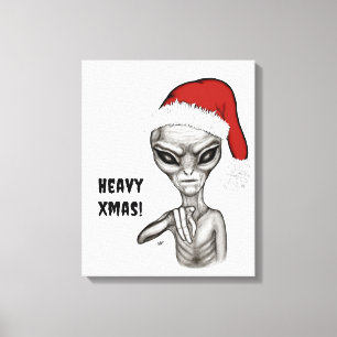 Slechte alien, zware kerst! canvas afdruk