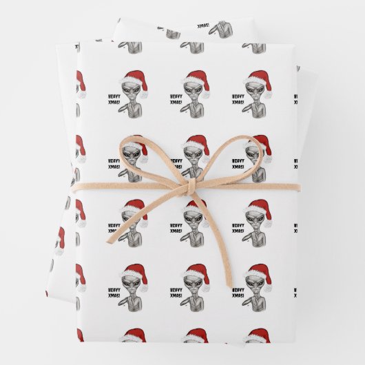 Slechte alien, zware kerst! inpakpapier vel (In situ)