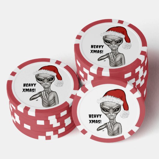 Slechte alien, zware kerst! poker chips (Opstapeling)