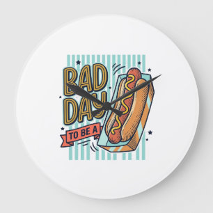 Slechte Dag Hot Dog Retro Vector T-shirt Ontwerp_1 Grote Klok
