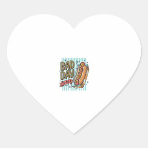 Slechte Dag Hot Dog Retro Vector T-shirt Ontwerp_1 Hart Sticker