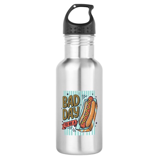 Slechte Dag Hot Dog Retro Vector T-shirt Ontwerp_1 Waterfles (Voorkant)