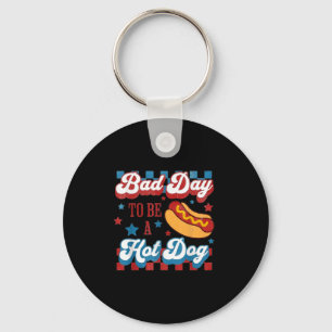 Slechte dag om een hotdog-retro te zijn 4 juli sleutelhanger