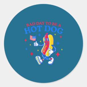Slechte dag om een hotdog te zijn, grappige bbq ba ronde sticker