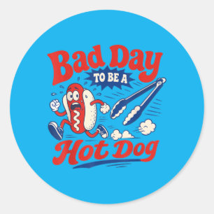 Slechte Dag Om Een Hotdog Te Zijn Grappige Peuter  Ronde Sticker