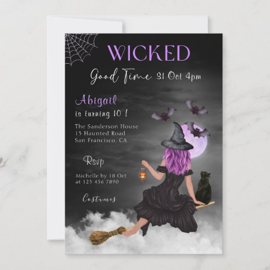 Slechte Goede Halloween Witch Verjaardag Uitnodigi Kaart (Voorkant)