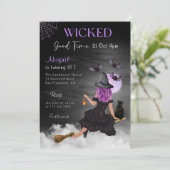 Slechte Goede Halloween Witch Verjaardag Uitnodigi Kaart (Staand voorkant)