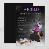 Slechte Goede Halloween Witch Verjaardag Uitnodigi Kaart (Voorkant / Achterkant)