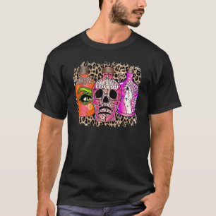 Slechte heks Energie Positie Flessen Leopard Hallo T-shirt