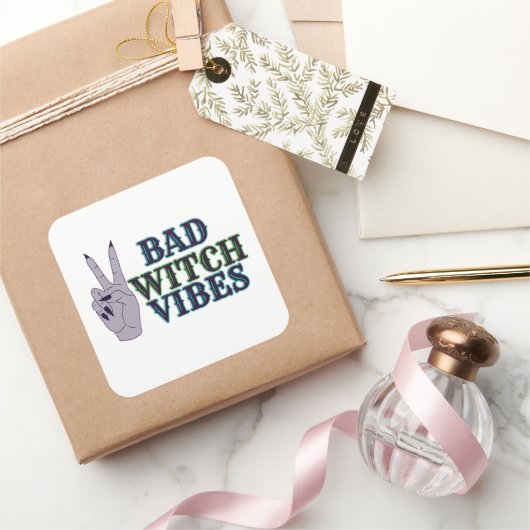 Slechte heks vibes heksenhanden vierkante sticker (Geschenken)