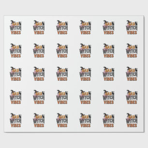 Slechte Heks Vibes Vintage Halloween T-shirt Ontwe Cadeaupapier