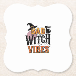 Slechte Heks Vibes Vintage Halloween T-shirt Ontwe Kartonnen Onderzetters