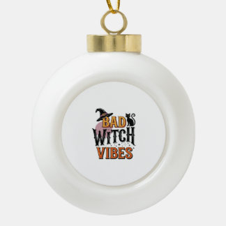 Slechte Heks Vibes Vintage Halloween T-shirt Ontwe Keramische Bal Ornament