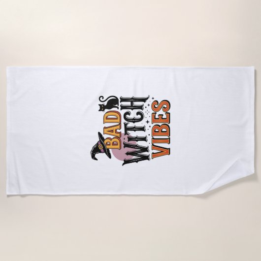 Slechte Heks Vibes Vintage Halloween T-shirt Ontwe Strandlaken (Voorkant)