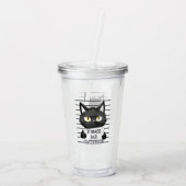 Slechte houding - Black Cat Mugshot Acryl Drinkbeker (Achterkant)