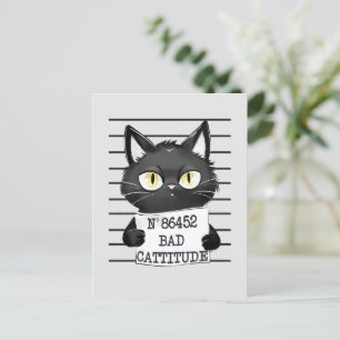 Slechte houding - Black Cat Mugshot Briefkaart