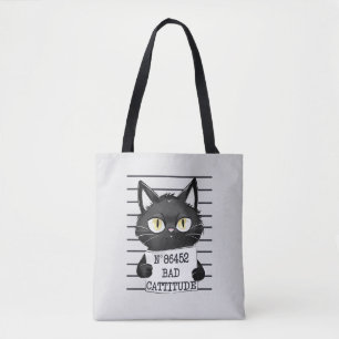 Slechte houding - Black Cat Mugshot Draagtas