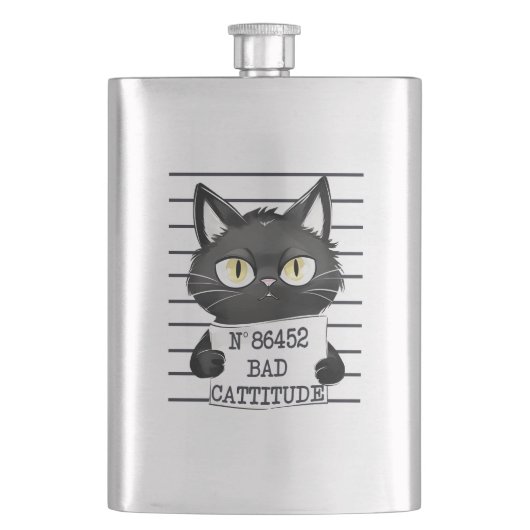 Slechte houding - Black Cat Mugshot Flacon (Voorkant)