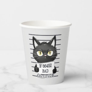 Slechte houding - Black Cat Mugshot Papieren Bekers