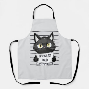Slechte houding - Black Cat Mugshot Schort