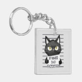 Slechte houding - Black Cat Mugshot Sleutelhanger (Voorkant Links)