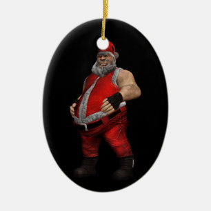 Slechte kerstman keramisch ornament