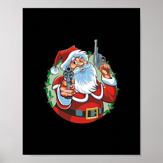 Slechte kerstman met pistolen - Funny Christmas Poster (Voorkant)