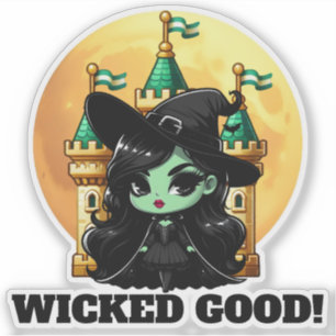Slechte kleine groene heks Moon Castle Sticker