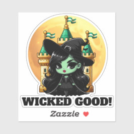 Slechte kleine groene heks Moon Castle Sticker
