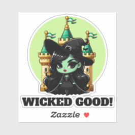Slechte kleine groene heks uitnodiging sticker