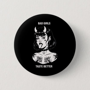 Slechte Meisjes Smaken Beter Tattoo Duivel Hallowe Ronde Button 5,7 Cm