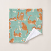 Slechte Oranje Tabby Cats kloppen spul over patroo Bad Handdoek (Wasdoekje)
