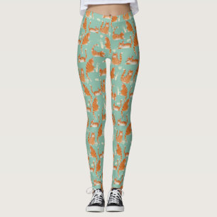 Slechte Oranje Tabby Cats kloppen spul over patroo Leggings