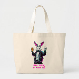 Slechte paashaas! Prettig Pasen, veel plezier! Grote Tote Bag